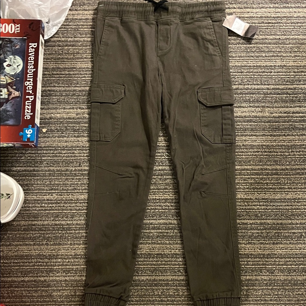 Kids Olive Cargo Jogger Pants